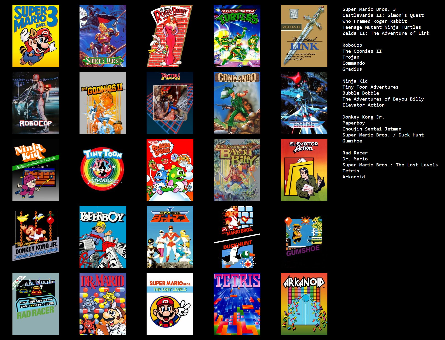 Cartuchos de NES que tuve